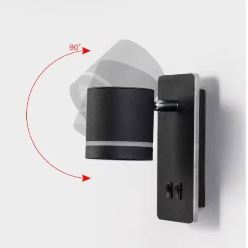 Lumora Nordic Minimalist Rotatable LED Wall Sconce Lamp - Modern Black and White Wall Lights for Reading and Ambient Lighting