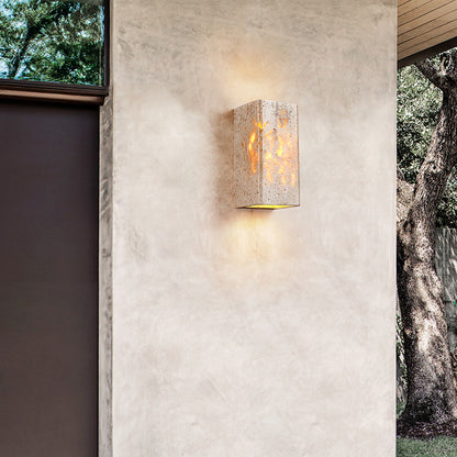 LuxRoyale Natural Travertine LED Wall Sconce- Wabi Sabi Cube Up Down Light
