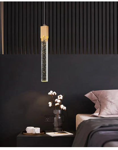 Royelux Modern Gold Crystal LED Pendant Light for Bedside or Island