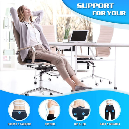 Royallure Gel Memory Foam Seat Cushion for Sciatica Relief – Ergonomic, Anti-Slip, Portable Design for Ultimate Comfort