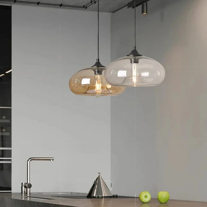 Rayvia Modern Red Colored Glass Pendant Light Hanging Kitchen Dining Fixture