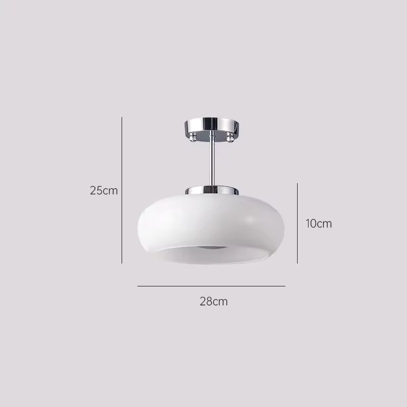 Lumora Vintage Semi-Flush Ceiling Light With Orange Dome Glass Shade For Bedroom