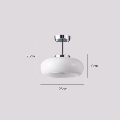 Lumora Vintage Semi-Flush Ceiling Light With Orange Dome Glass Shade For Bedroom