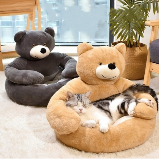 Royaleva Bear Shaped Winter Plush Pet Dog Bed Cozy Rest