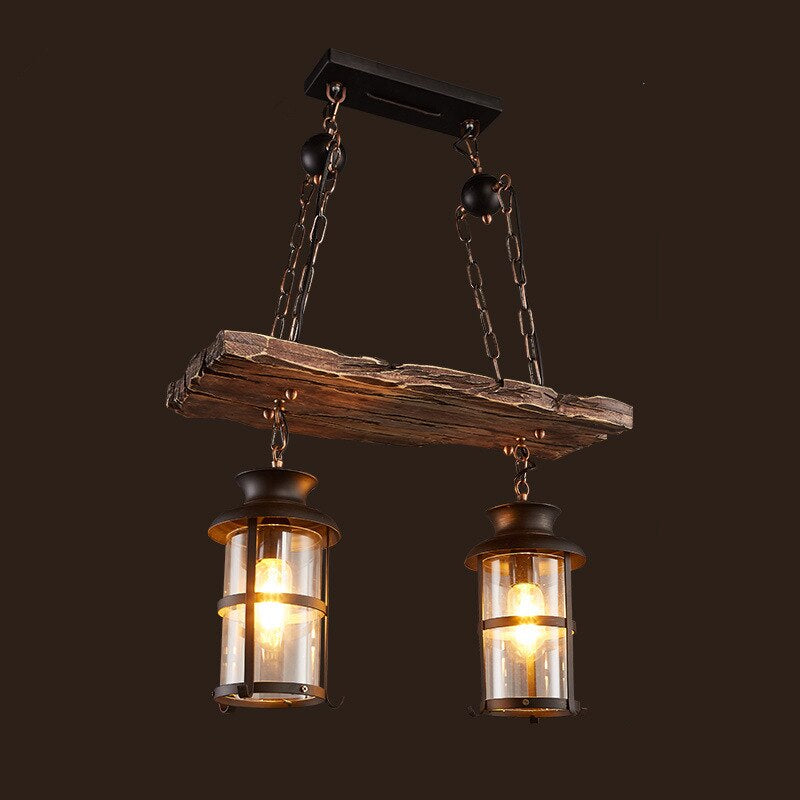 Royaleva Antique Industrial Wood LED Ceiling Light - Pendant Lamps For Vintage Home Decor