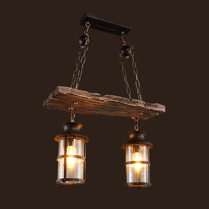 Royaleva Antique Industrial Wood LED Ceiling Light - Pendant Lamps For Vintage Home Decor