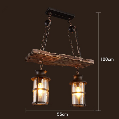 Royaleva Antique Industrial Wood LED Ceiling Light - Pendant Lamps For Vintage Home Decor