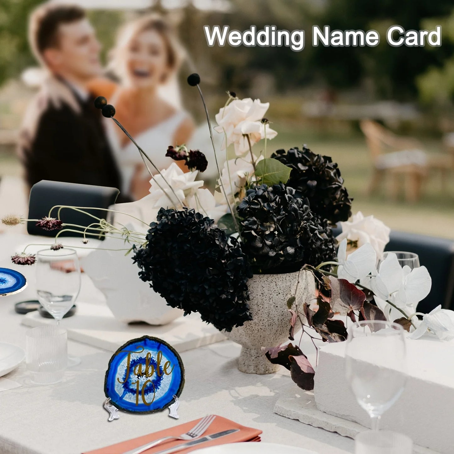 Luxora Blue Agate Coaster with Gold-Plated Edges – Heat-Resistant Beverage Holder