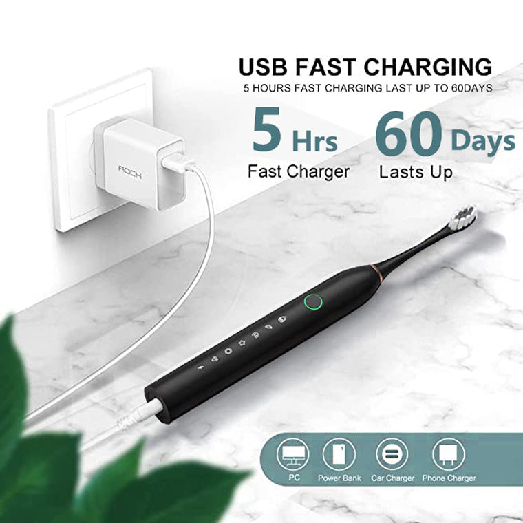 Luxora Rechargeable Ultrasonic Electric Toothbrush with 8 Heads