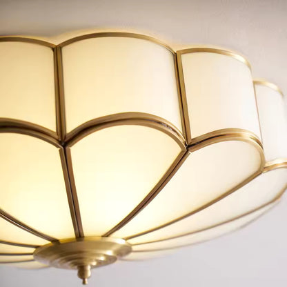 LuxRoyale Flower Glass Recessed Ceiling Light, Frosted Brass Frame Modern Lamp
