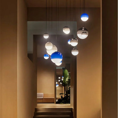 LuxRoyale Gradient Glass Pendant Light, Dual Color Temperatures Kitchen Island