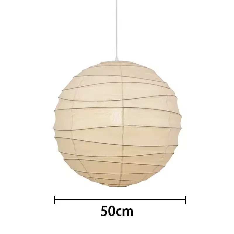 LuxRoyale Japanese Rice Paper Globe Pendant Light, Wabi Sabi Hanging Lamp