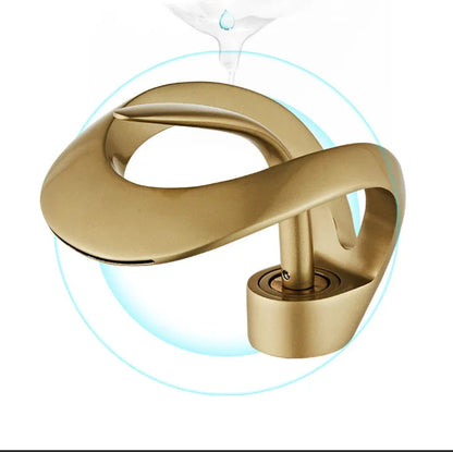 Luxora Modern Brass Bathroom Faucet with Waterfall Spout & Single Handle Hot & Cold