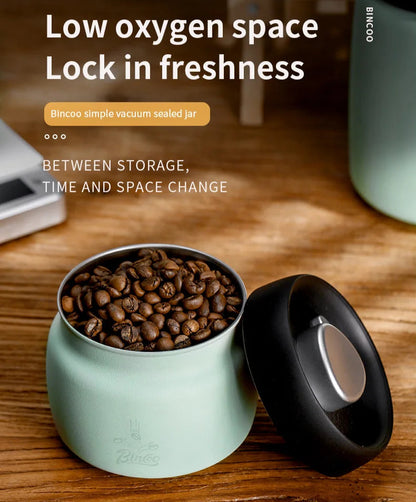 Royallure Stainless Steel Coffee Canister with Manual Vacuum Seal for Fresh Beans