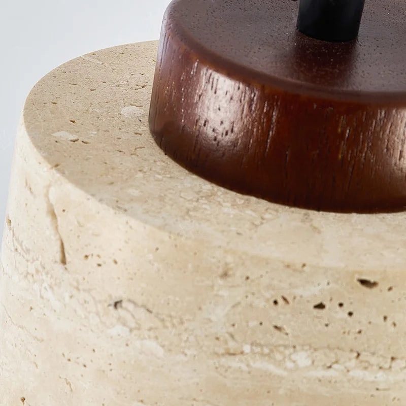 LuxRoyale Nordic Travertine Pendant Light, Minimalist Drum Fixture for Kitchen and Dining