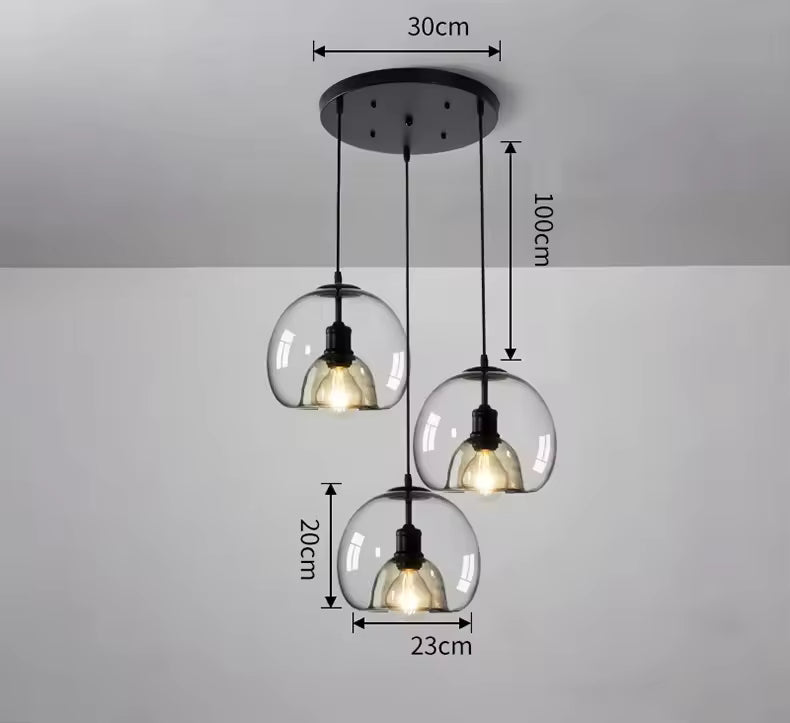 LuxRoyale Minimalist Smoked Glass Dome Pendant Light for Kitchen, Dining, Bar and Bedroom