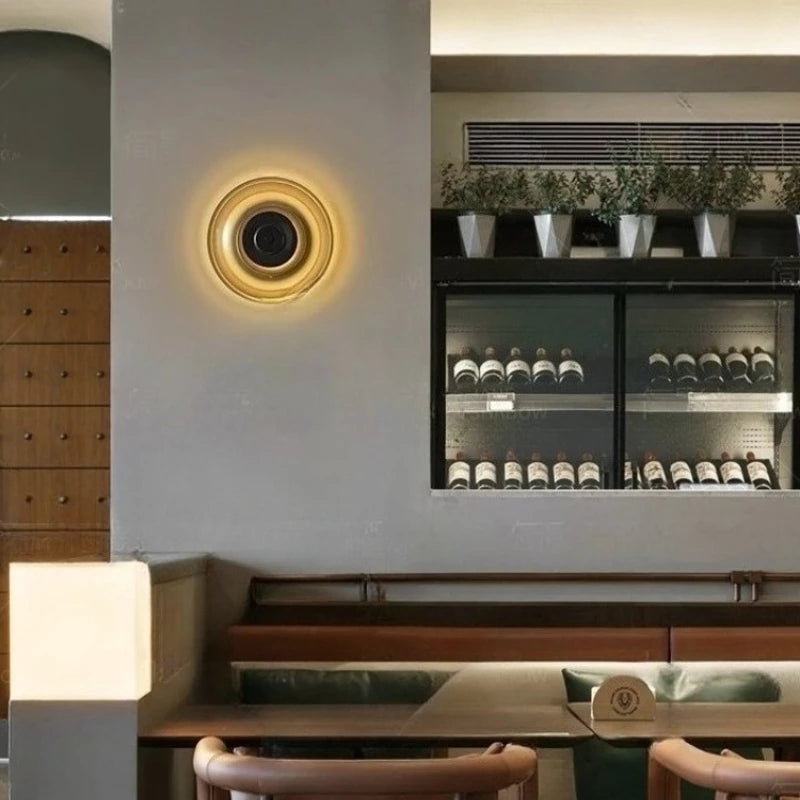 LuxRoyale Nordic Simple Round Gold-Toned Wall Light Circular LED Sconce