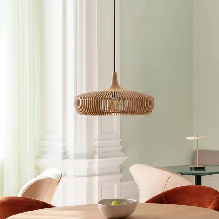 Lumora Japandi Wooden Pendant Light - Modern Minimalist Kitchen Island Lighting
