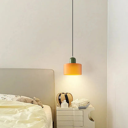 Royaleva Glass Pendant Light With Layered Color Block Drum Shade
