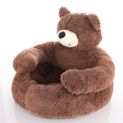 Royaleva Bear Shaped Winter Plush Pet Dog Bed Cozy Rest