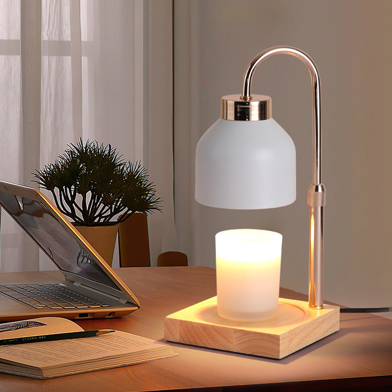 SERONA – Elegant Wax Melt Candle Warmer Lamp | Black or White Matte Finish with Brass Arm and Timer 4