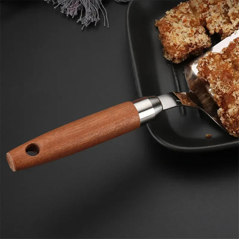 Royallure Stainless Steel Spatula with Wood Handle for Steak, Pizza & BBQ Cooking