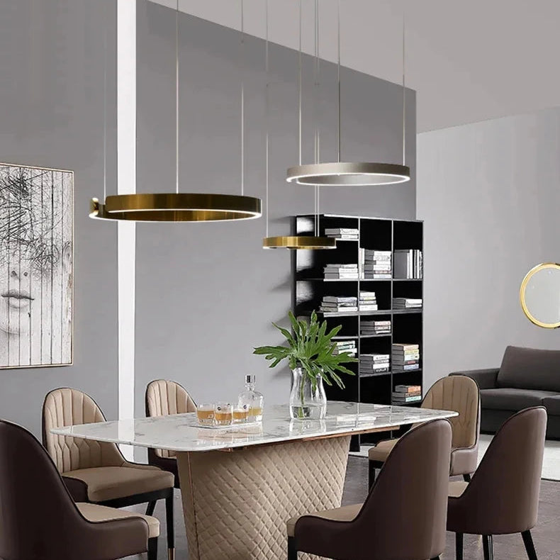Rayvia Modern LED Pendant Light Round Design With Adjustable Brightness Warm White