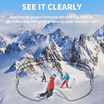 Luxora Double Layer Anti-Fog Ski Goggles with Interchangeable Lenses and UV400 Protection