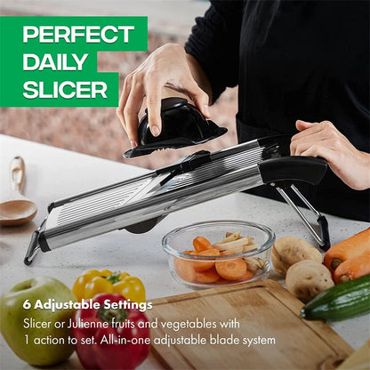 Royallure Adjustable Mandoline Slicer Stainless Steel Vegetable Cutter & Chopper