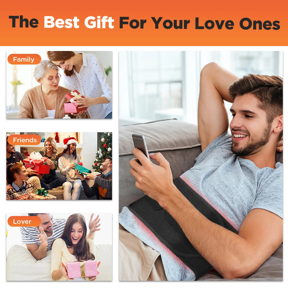 Luxora Cordless Ergonomic Heated Lumbar Support Belt with Red Light for Comfort and Relief