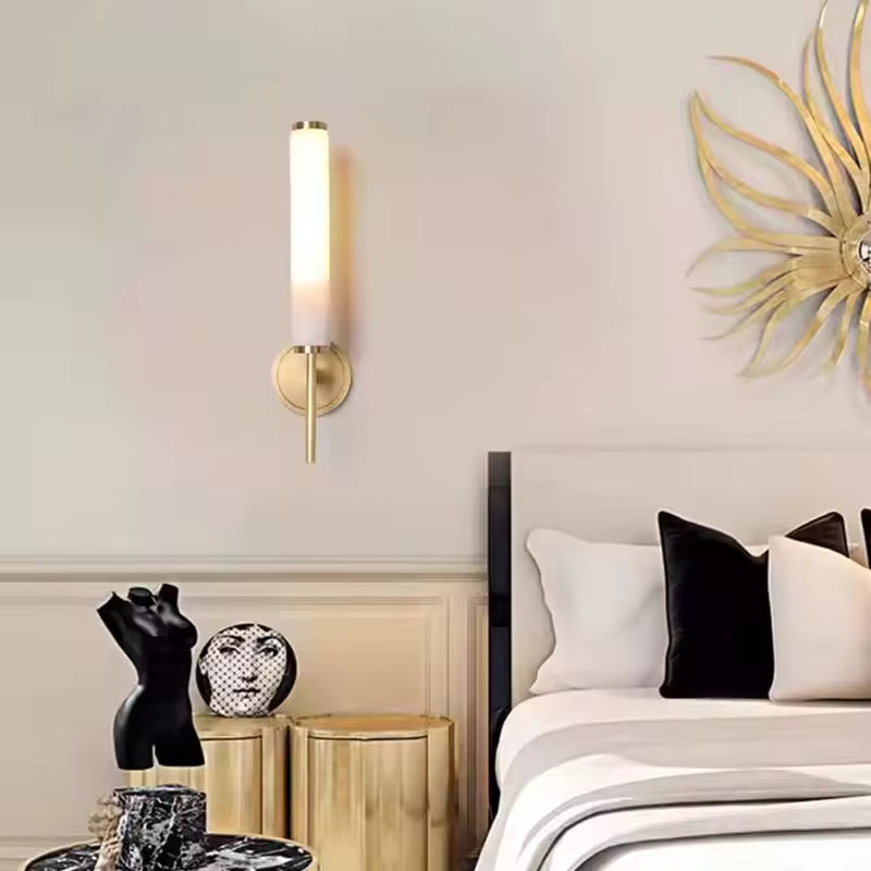 LuxRoyale Spanish Marble Wall Sconce - All Copper Minimalist Wall Light