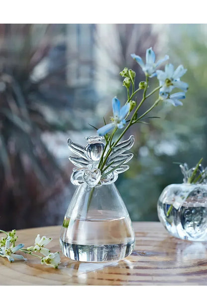 Royelux Transparent Angel Hydroponic Vase – Elegant Glass Planter for Desk & Table Decor