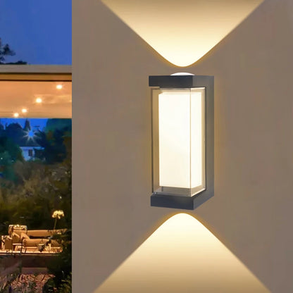 RoyaleGlow Modern Black Aluminum Outdoor Wall Light Up Down IP65 Rated