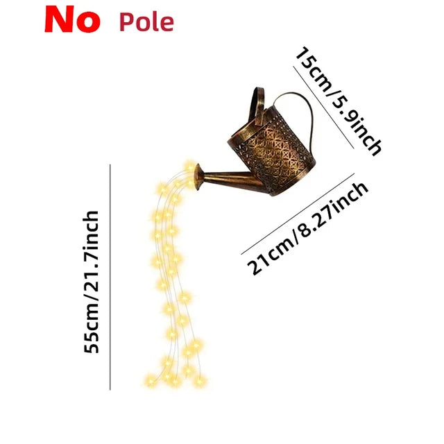 Outdoor Solar Watering Can Lights with Star Shower Effect - LED String Lights for Garden, Patio, Pathway, or Christmas Decor - Without Pole