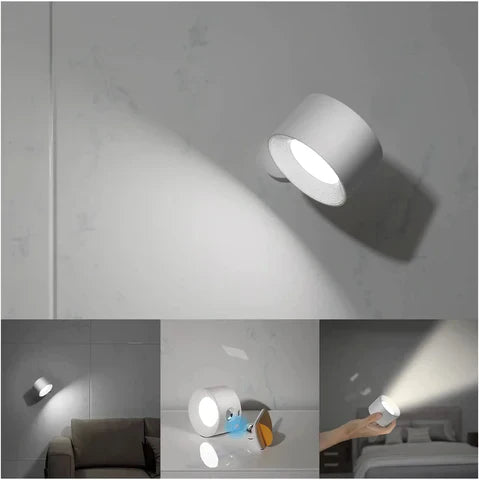 Spotlight Cordless Wall Lamp - 360° Rotation, Dimmable, Rechargeable Wall Light - White / Touch Control