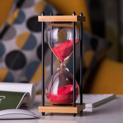 RoyaleGlow 60-Minute Sand Timer - Large Metal & Glass Hourglass for Desk Decor & Productivity