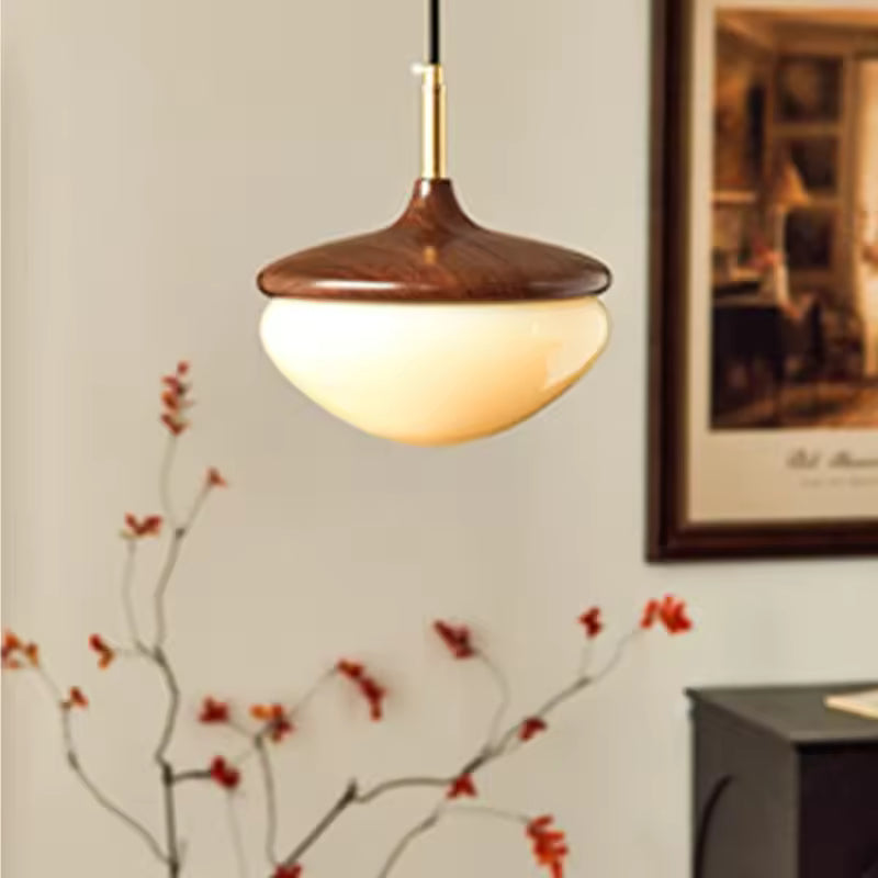RoyaleGlow Vintage French Cream Style Hazelnut Glass Pendant Light