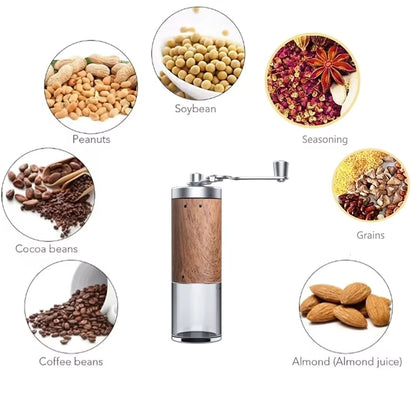 Luxora Wood Grain Manual Coffee Grinder - Portable Ceramic Hand Crank