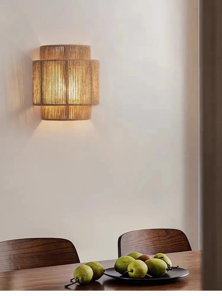Royallure Handmade Rope Wall Sconce – Warm Ambient Wall Light for Cozy Living Spaces
