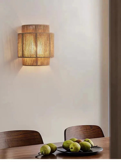Royallure Handmade Rope Wall Sconce – Warm Ambient Wall Light for Cozy Living Spaces