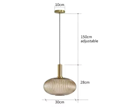 Luxora Nordic Glass Pendant Light, Brass Finish Warm Glow Hanging Lamp