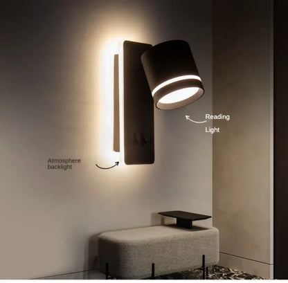 Lumora Nordic Minimalist Rotatable LED Wall Sconce Lamp - Modern Black and White Wall Lights for Reading and Ambient Lighting