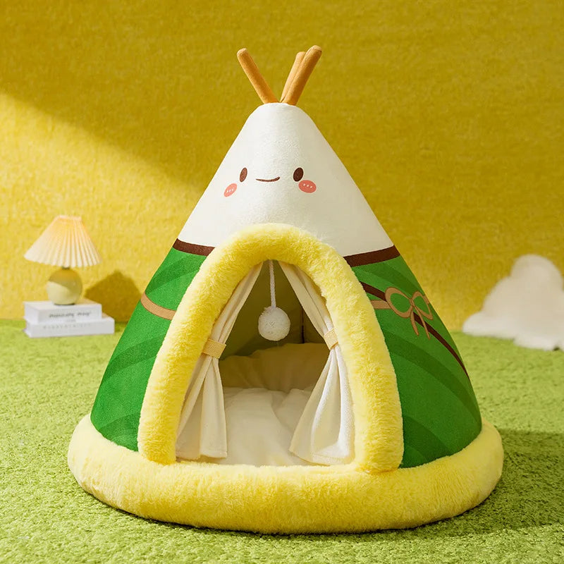 Luxora Tent-Shaped Warm Cat Bed with Soft Cotton Padding and 3D Memory Sponge Support