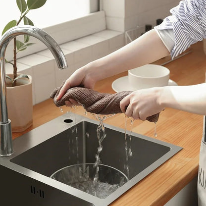 Luxora 6-Pack Honeycomb Cotton Kitchen Rags - Ultra Soft Absorbent Household Cleaning Cloth