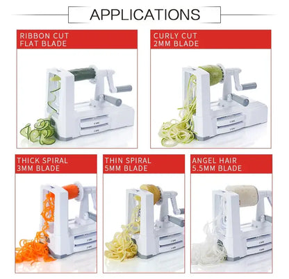 Royallure 7-Blade Vegetable Spiralizer – Zucchini Noodle Maker and Zoodle Maker with Suction Pad and Storage Caddy