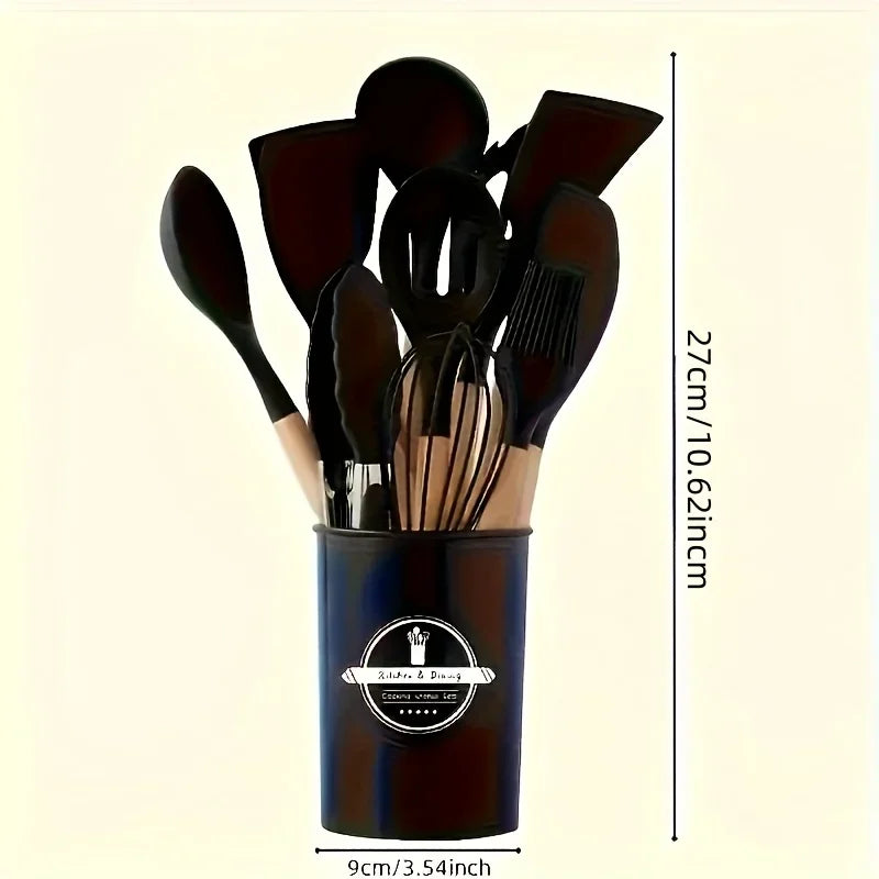 Royallure Wooden-Handle Kitchen Utensil Set – Durable Hardwood for Heat-Safe, Non-Scratch Cooking