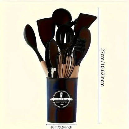 Royallure Wooden-Handle Kitchen Utensil Set – Durable Hardwood for Heat-Safe, Non-Scratch Cooking