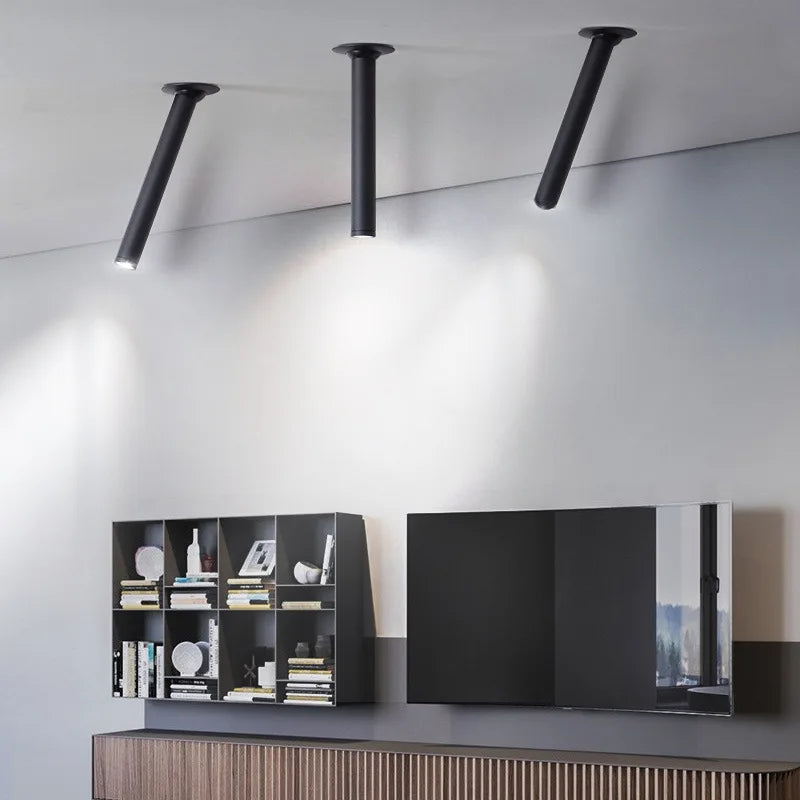 RoyaleGlow Adjustable Recessed LED Spotlight, Long Aluminium Cylinder Ceiling Light