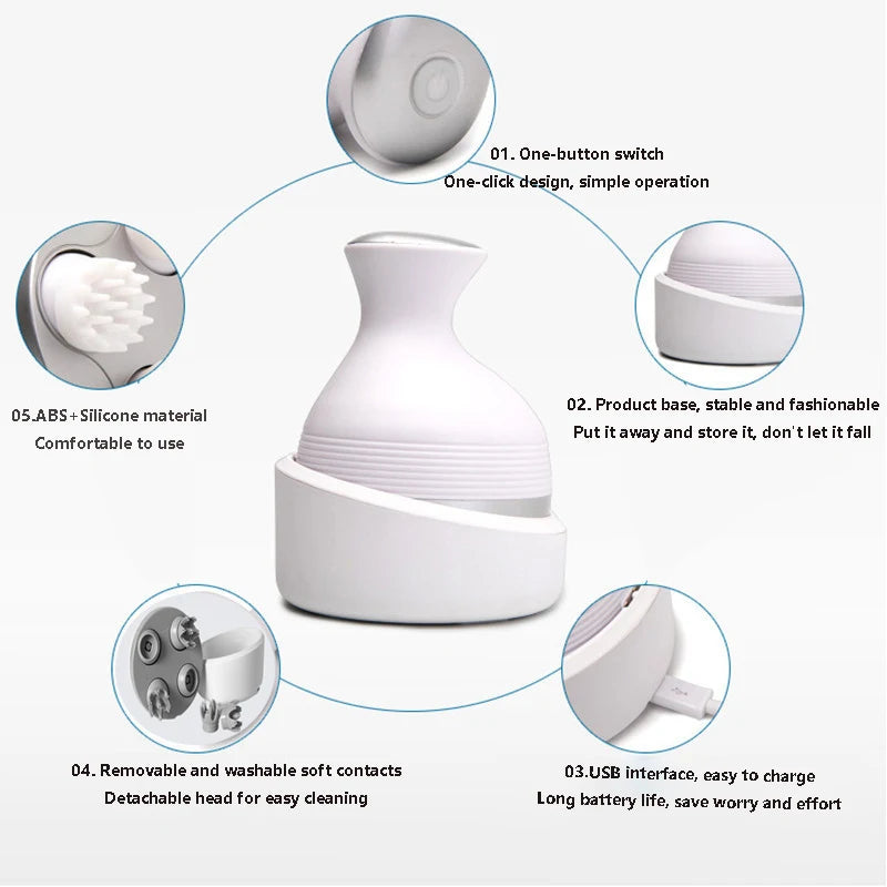 Rayvia Electric Scalp Massager, Deep Tissue Waterproof Wireless Head Massager