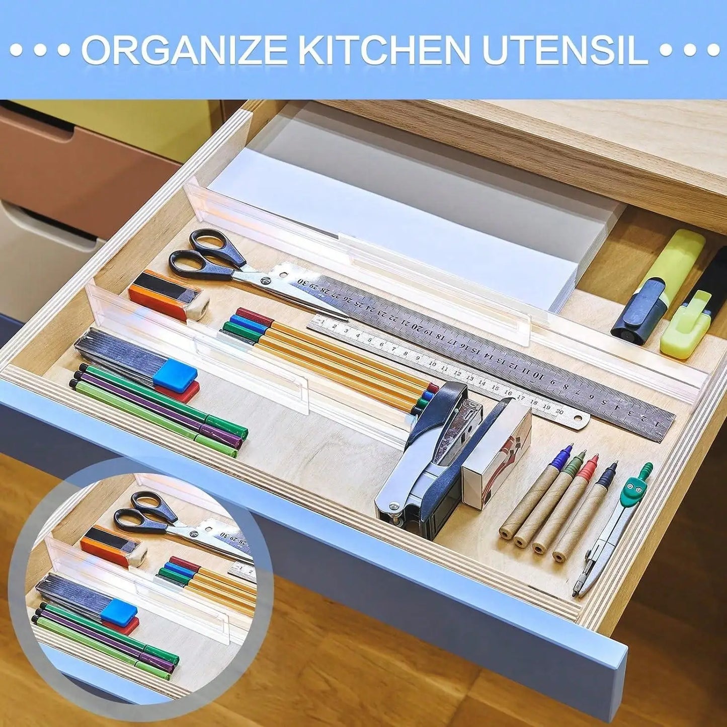 Royelux Adjustable Drawer Dividers – Expandable Clear Organizers for Kitchen & Home